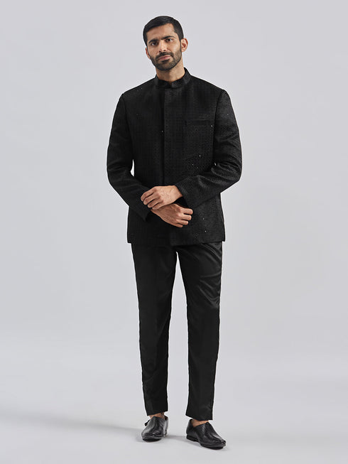 Men's Black Silk Blend Jodhpuri